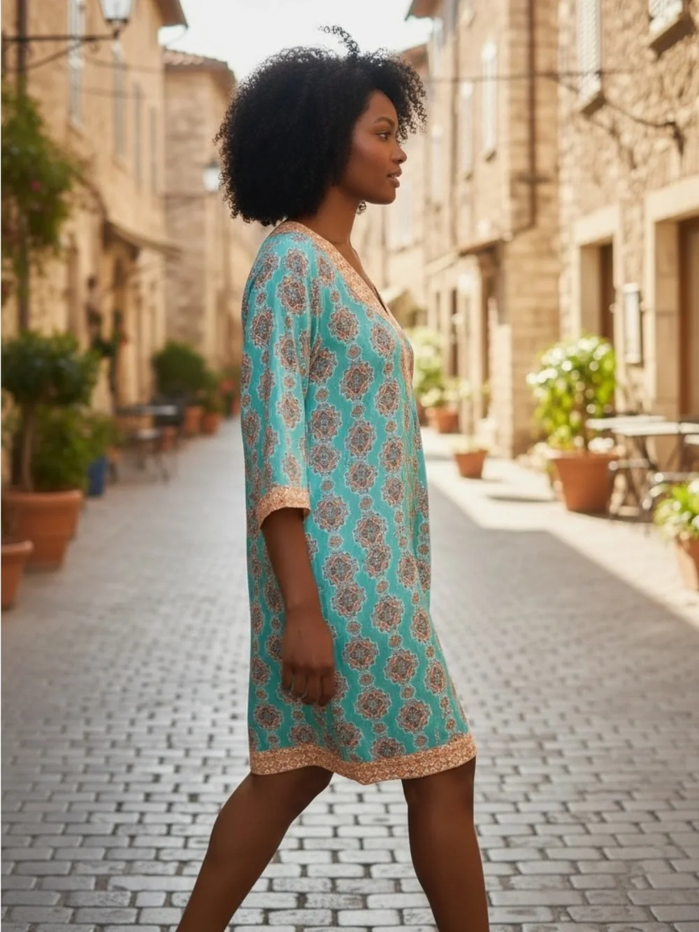 Cabana Life XL Turquoise Printed Tunic Dress UPF Beach Coverup Resort - Picture 2 of 3